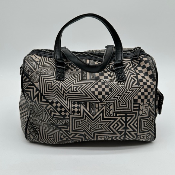 L.A.M.B. Handbags - L.A.M.B. Walderston Handbag Black Tribal Geometric Leather Gwen Stefani Y2K NWT